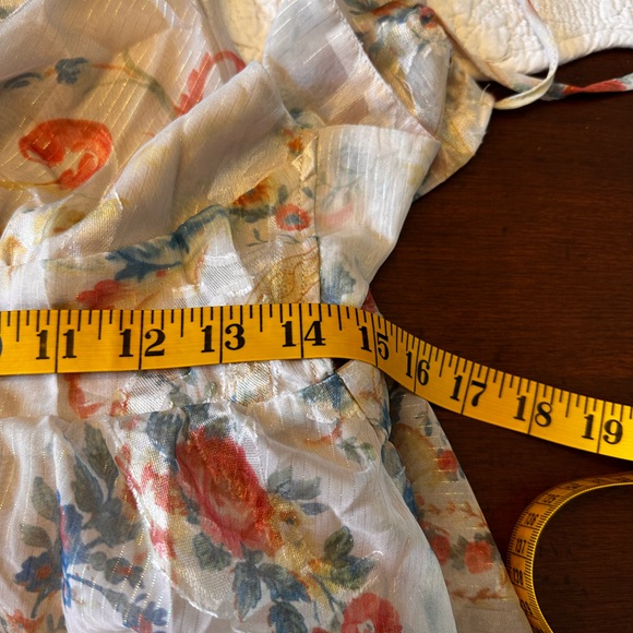 Franco floral jacquard chiffon tiered midi size large cream NWOT dress - Picture 13 of 14